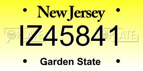 IZ45841 New Jersey License Plate