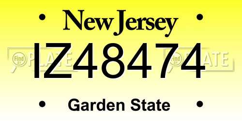 IZ48474 New Jersey License Plate