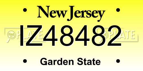 IZ48482 New Jersey License Plate