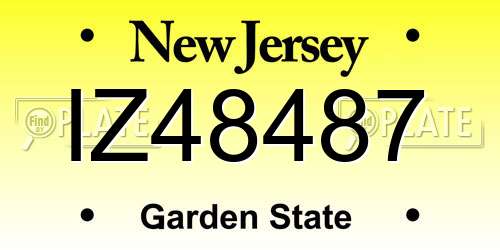 IZ48487 New Jersey License Plate