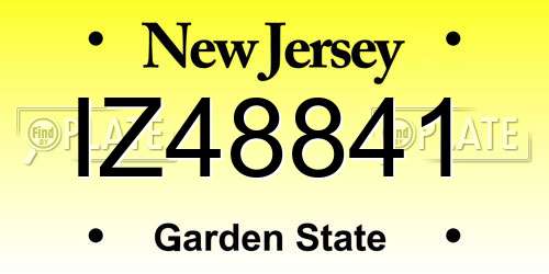 IZ48841 New Jersey License Plate