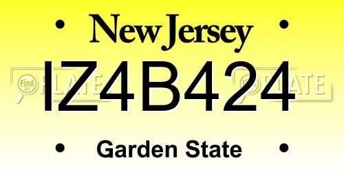 IZ4B424 New Jersey License Plate