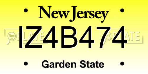 IZ4B474 New Jersey License Plate