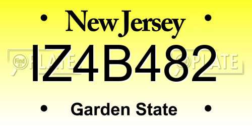 IZ4B482 New Jersey License Plate