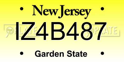 IZ4B487 New Jersey License Plate
