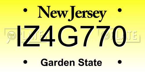 IZ4G770 New Jersey License Plate