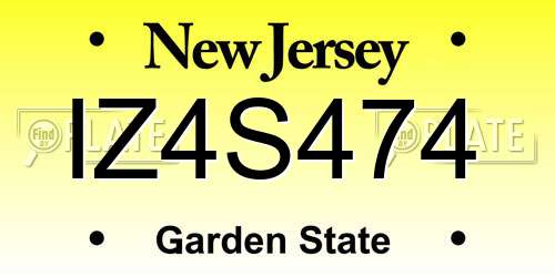 IZ4S474 New Jersey License Plate