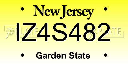 IZ4S482 New Jersey License Plate