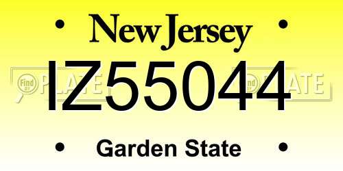 IZ55044 New Jersey License Plate