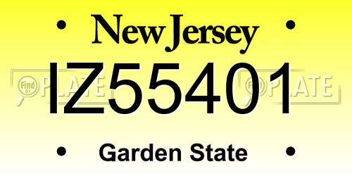 IZ55401 New Jersey License Plate