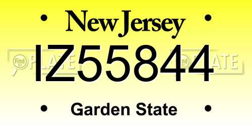 IZ55844 New Jersey License Plate