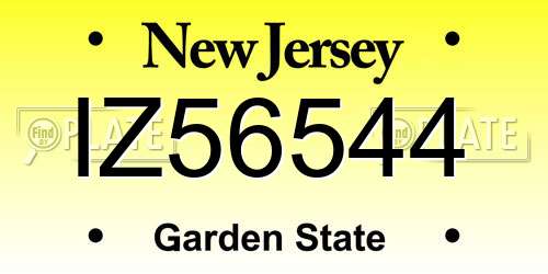 IZ56544 New Jersey License Plate