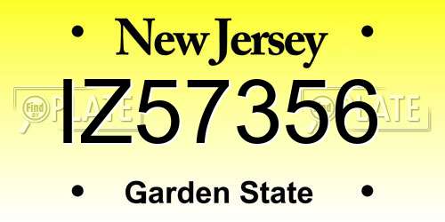IZ57356 New Jersey License Plate