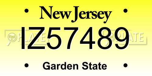 IZ57489 New Jersey License Plate