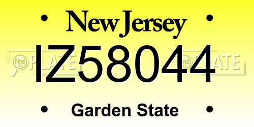 IZ58044 New Jersey License Plate
