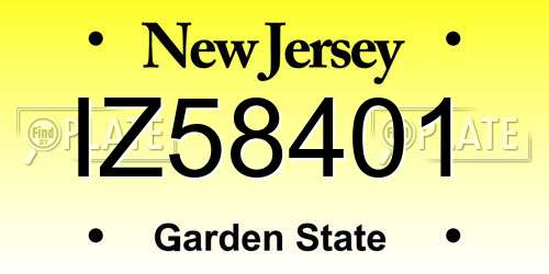 IZ58401 New Jersey License Plate
