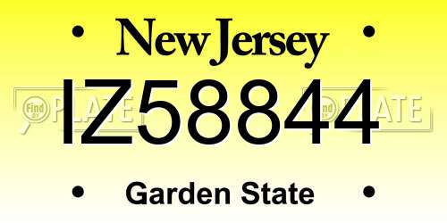 IZ58844 New Jersey License Plate