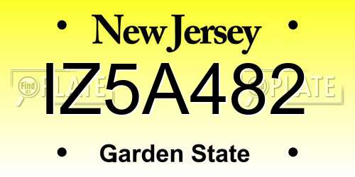 IZ5A482 New Jersey License Plate
