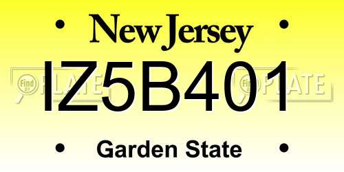 IZ5B401 New Jersey License Plate