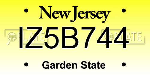 IZ5B744 New Jersey License Plate