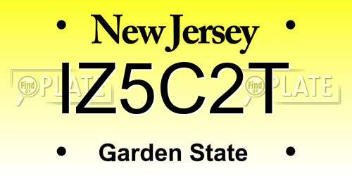 IZ5C2T New Jersey License Plate