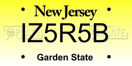 IZ5R5B New Jersey License Plate