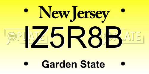 IZ5R8B New Jersey License Plate