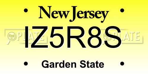 IZ5R8S New Jersey License Plate