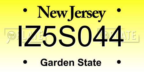 IZ5S044 New Jersey License Plate