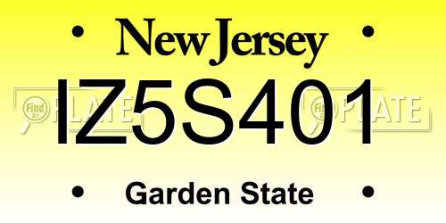 IZ5S401 New Jersey License Plate