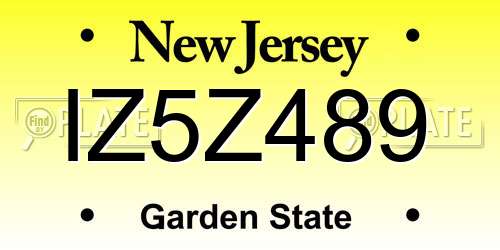 IZ5Z489 New Jersey License Plate