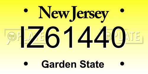 IZ61440 New Jersey License Plate