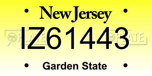 IZ61443 New Jersey License Plate
