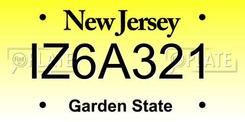 IZ6A321 New Jersey License Plate