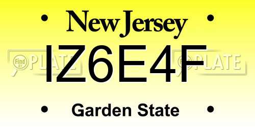 IZ6E4F New Jersey License Plate