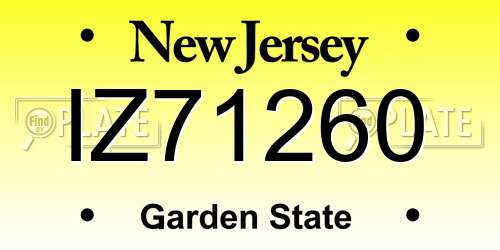IZ71260 New Jersey License Plate