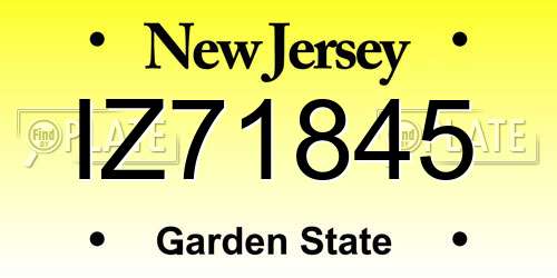 IZ71845 New Jersey License Plate