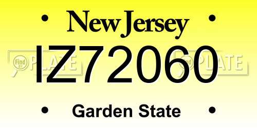 IZ72060 New Jersey License Plate