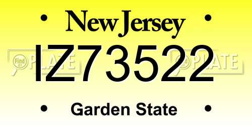 IZ73522 New Jersey License Plate