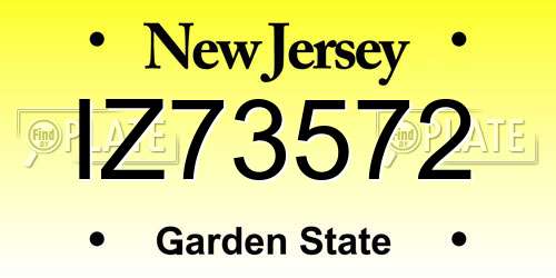 IZ73572 New Jersey License Plate