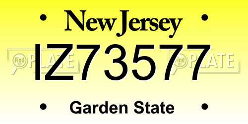 IZ73577 New Jersey License Plate