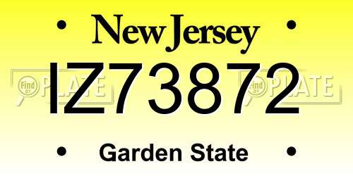 IZ73872 New Jersey License Plate
