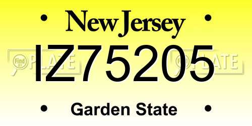 IZ75205 New Jersey License Plate