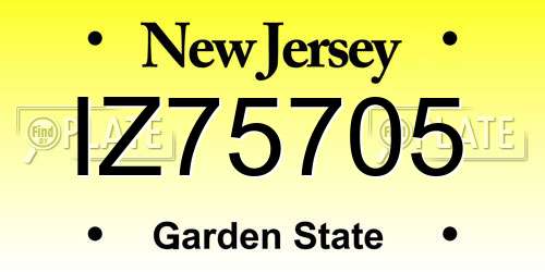 IZ75705 New Jersey License Plate
