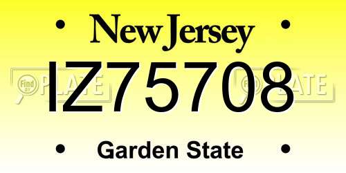 IZ75708 New Jersey License Plate