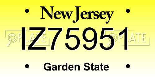 IZ75951 New Jersey License Plate
