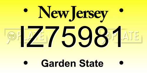 IZ75981 New Jersey License Plate