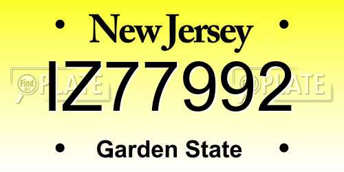 IZ77992 New Jersey License Plate