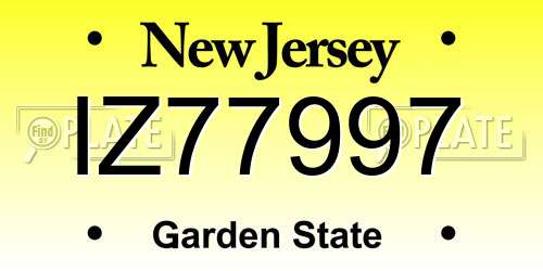 IZ77997 New Jersey License Plate
