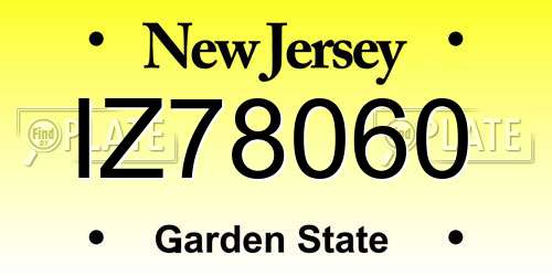 IZ78060 New Jersey License Plate